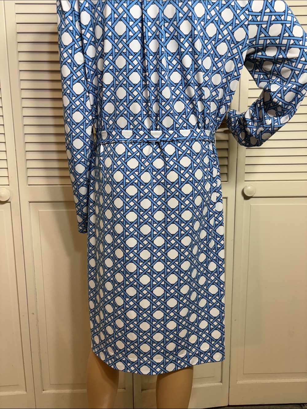Brooks Brothers Blue and White Geometric Long Sleeves Shirt Dress XL - Picture 13 of 16
